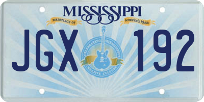 MS license plate JGX192
