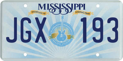 MS license plate JGX193