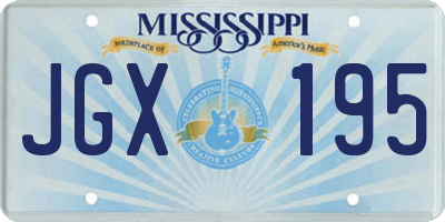 MS license plate JGX195