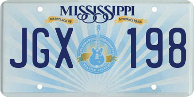 MS license plate JGX198