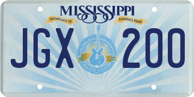 MS license plate JGX200