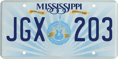 MS license plate JGX203
