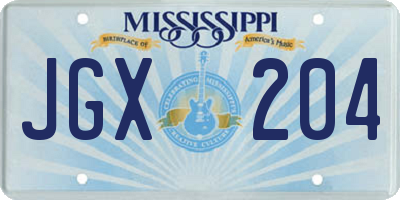 MS license plate JGX204