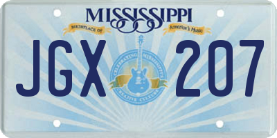 MS license plate JGX207