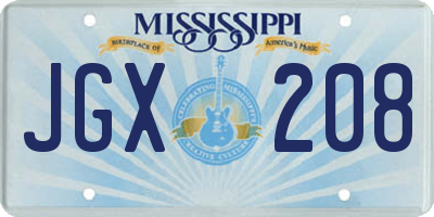 MS license plate JGX208