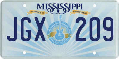 MS license plate JGX209