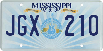 MS license plate JGX210
