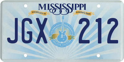 MS license plate JGX212