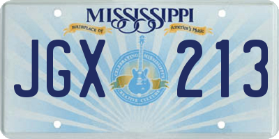 MS license plate JGX213