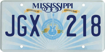MS license plate JGX218