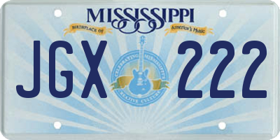 MS license plate JGX222