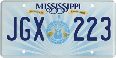 MS license plate JGX223