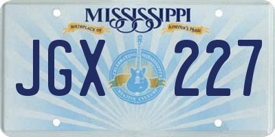 MS license plate JGX227