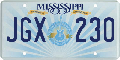 MS license plate JGX230