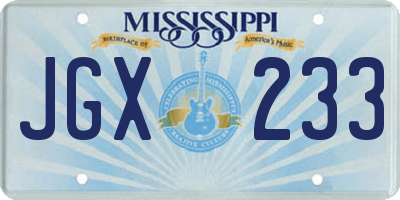 MS license plate JGX233