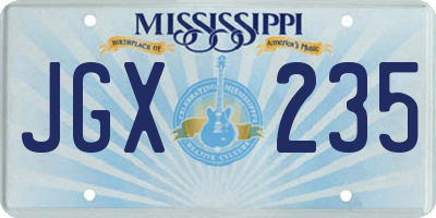 MS license plate JGX235
