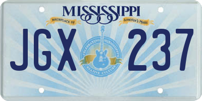 MS license plate JGX237
