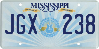 MS license plate JGX238