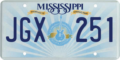 MS license plate JGX251