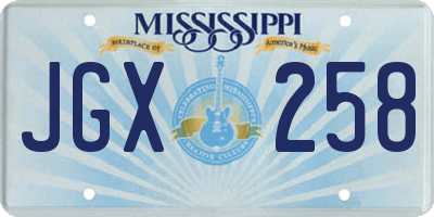 MS license plate JGX258