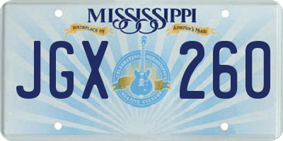 MS license plate JGX260