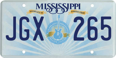 MS license plate JGX265