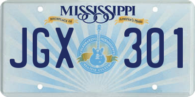 MS license plate JGX301