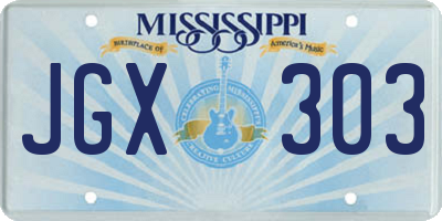 MS license plate JGX303