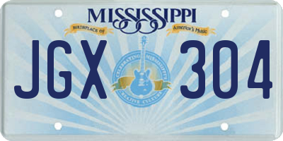 MS license plate JGX304