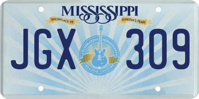 MS license plate JGX309