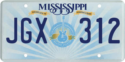 MS license plate JGX312