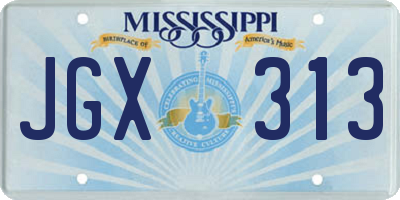 MS license plate JGX313