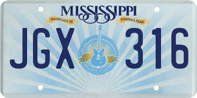 MS license plate JGX316