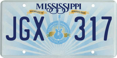 MS license plate JGX317
