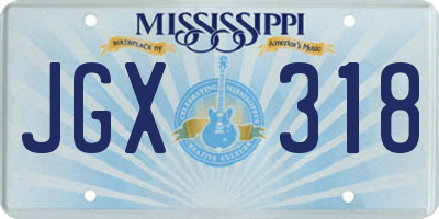 MS license plate JGX318