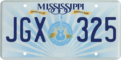 MS license plate JGX325