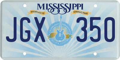 MS license plate JGX350