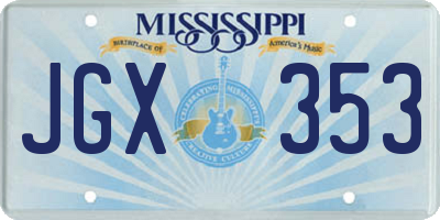 MS license plate JGX353
