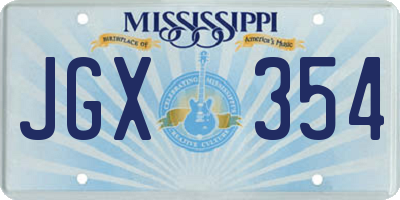 MS license plate JGX354