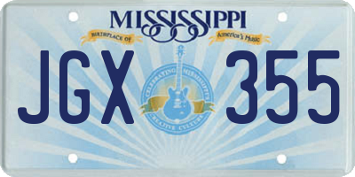 MS license plate JGX355