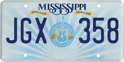 MS license plate JGX358