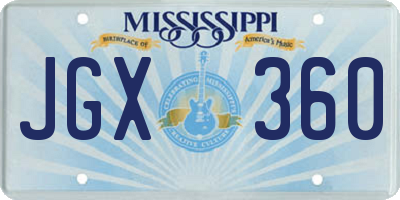 MS license plate JGX360