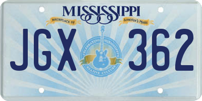 MS license plate JGX362