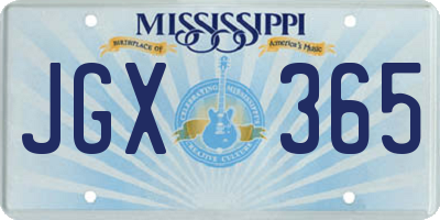 MS license plate JGX365