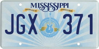 MS license plate JGX371