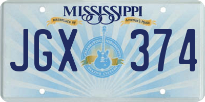 MS license plate JGX374