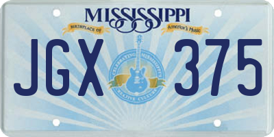 MS license plate JGX375
