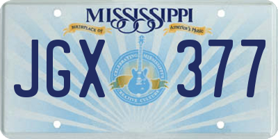 MS license plate JGX377