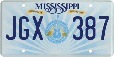 MS license plate JGX387