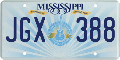 MS license plate JGX388